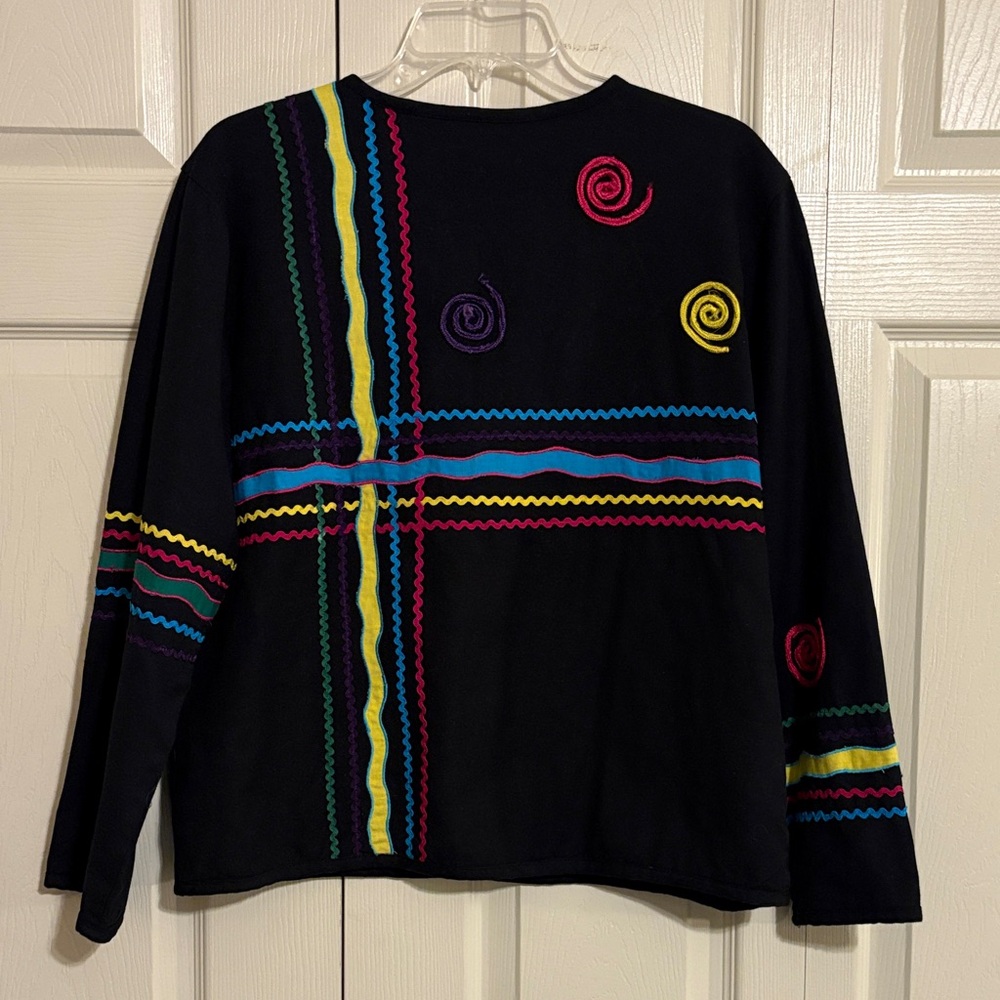 Vtg New Directions Women Funky colorful Abstract embroidered blazer jacket Small - Picture 8 of 8